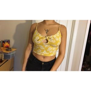 Yellow floral crop top